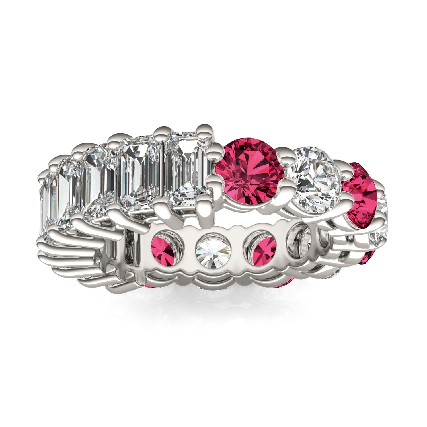 3 2/5 CTW Round Caydia® Lab Grown Diamond Couture Two Sided Eternity Ring featuring Created Ruby