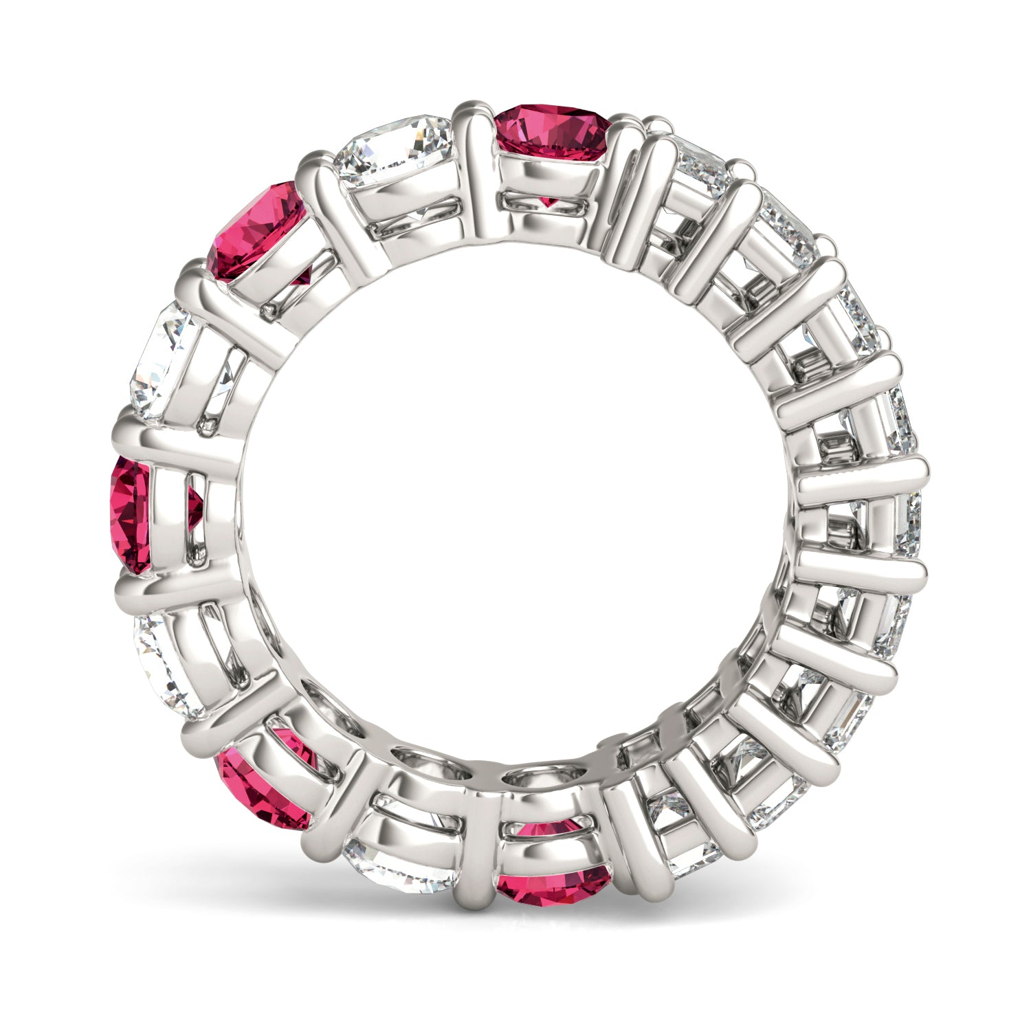 3 2/5 CTW Round Caydia® Lab Grown Diamond Couture Two Sided Eternity Ring featuring Created Ruby