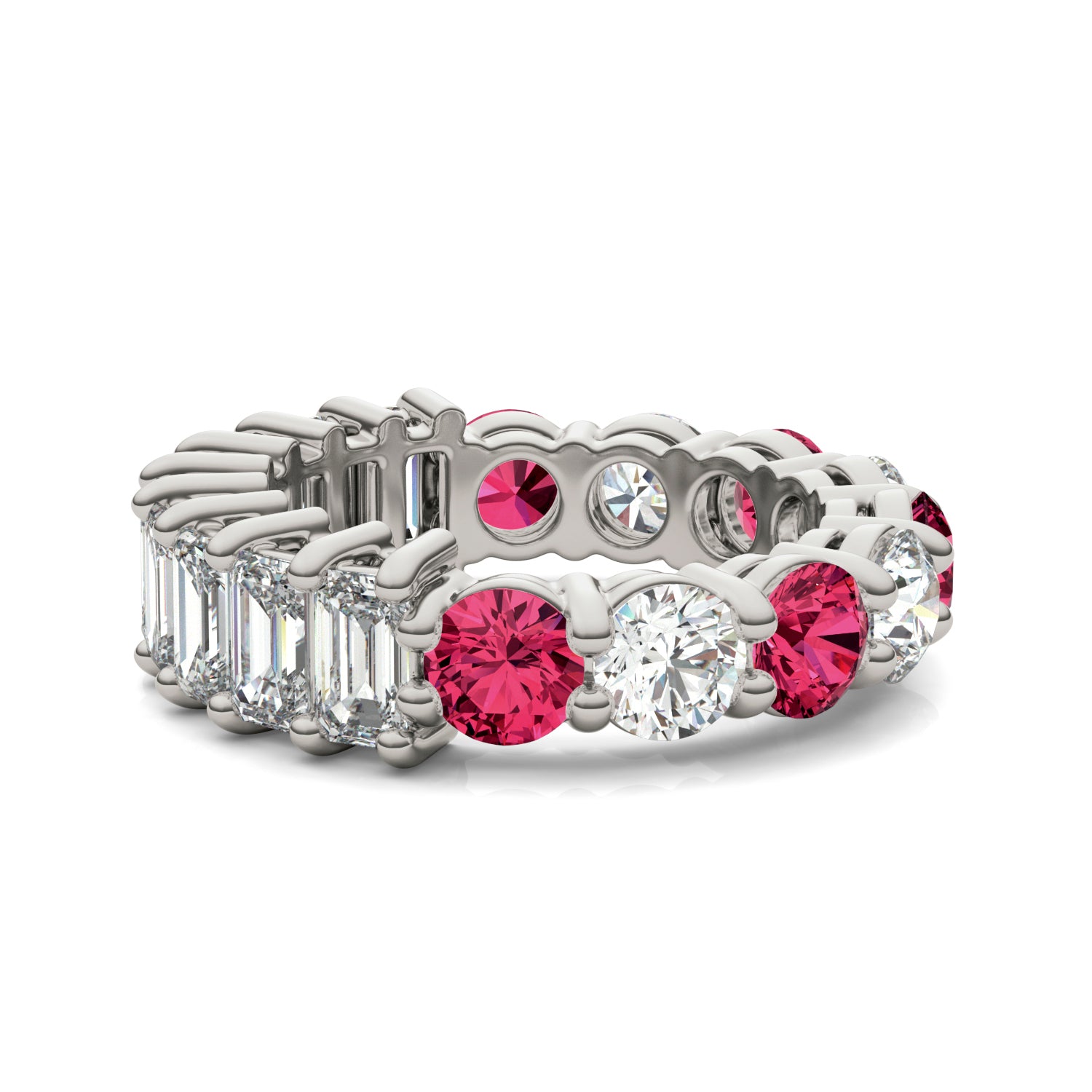 3 2/5 CTW Round Caydia® Lab Grown Diamond Couture Two Sided Eternity Ring featuring Created Ruby