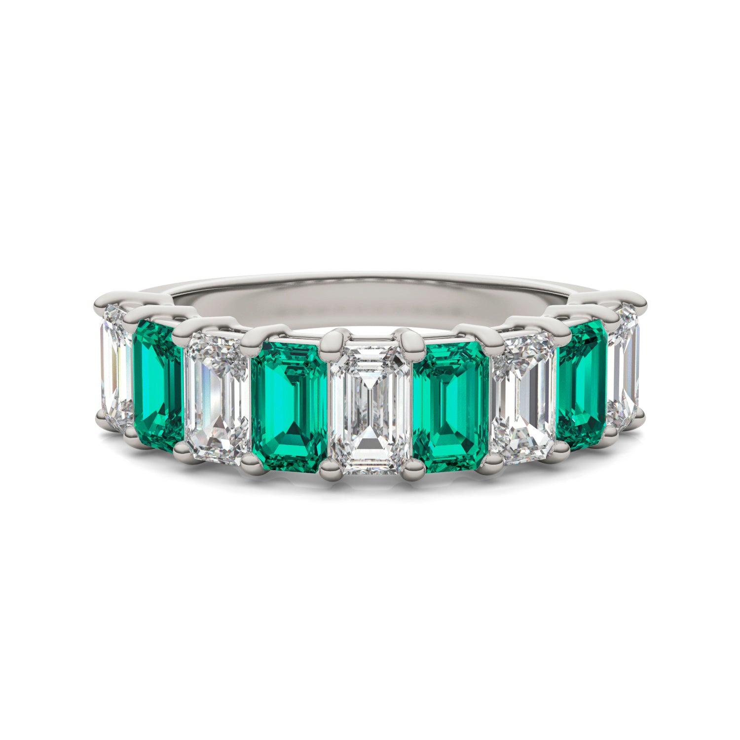 1 CTW Emerald Caydia® Lab Grown Diamond Classic Anniversary Ring featuring Created Emerald
