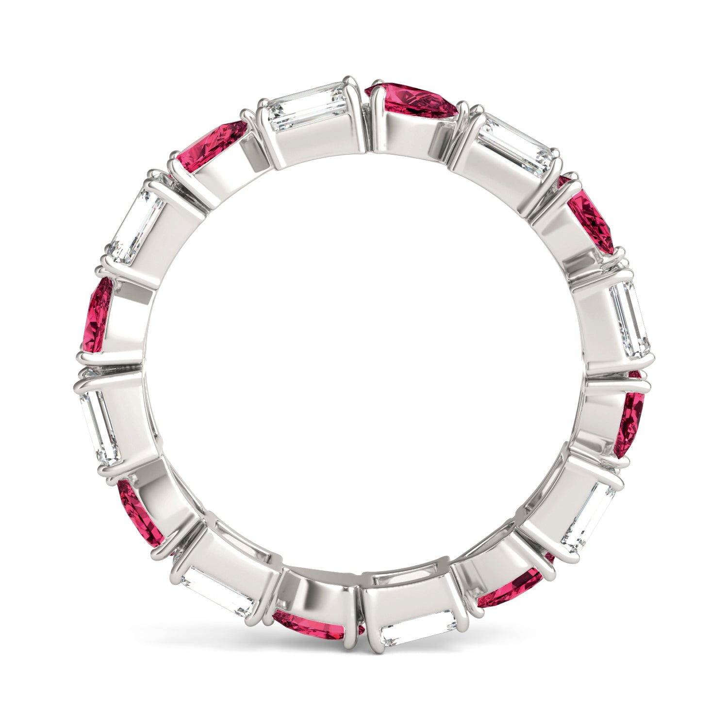 1 5/8 CTW Emerald Caydia® Lab Grown Diamond Alternating Stones Eternity Ring featuring Created Ruby