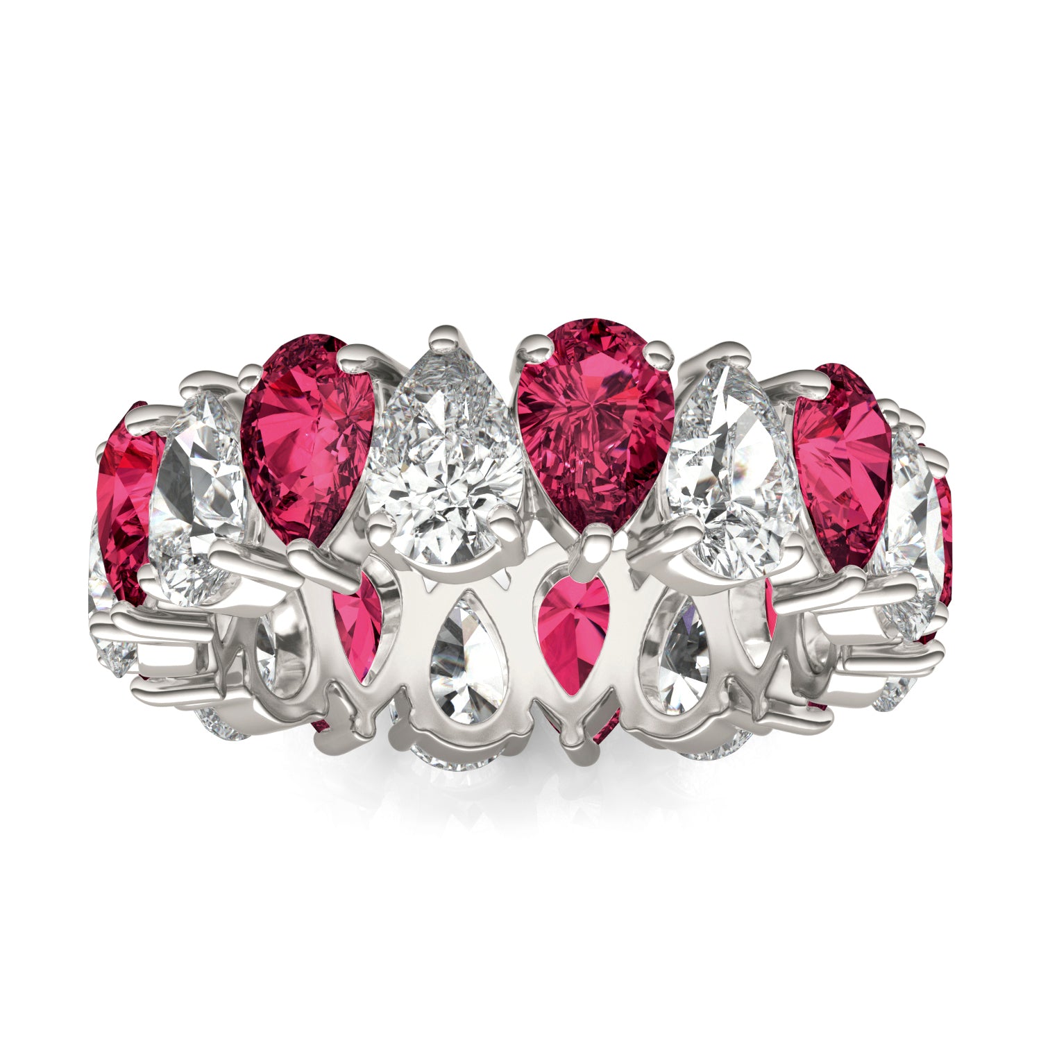 3 CTW Pear Caydia® Lab Grown Diamond Couture Alternating Eternity Ring featuring Created Ruby