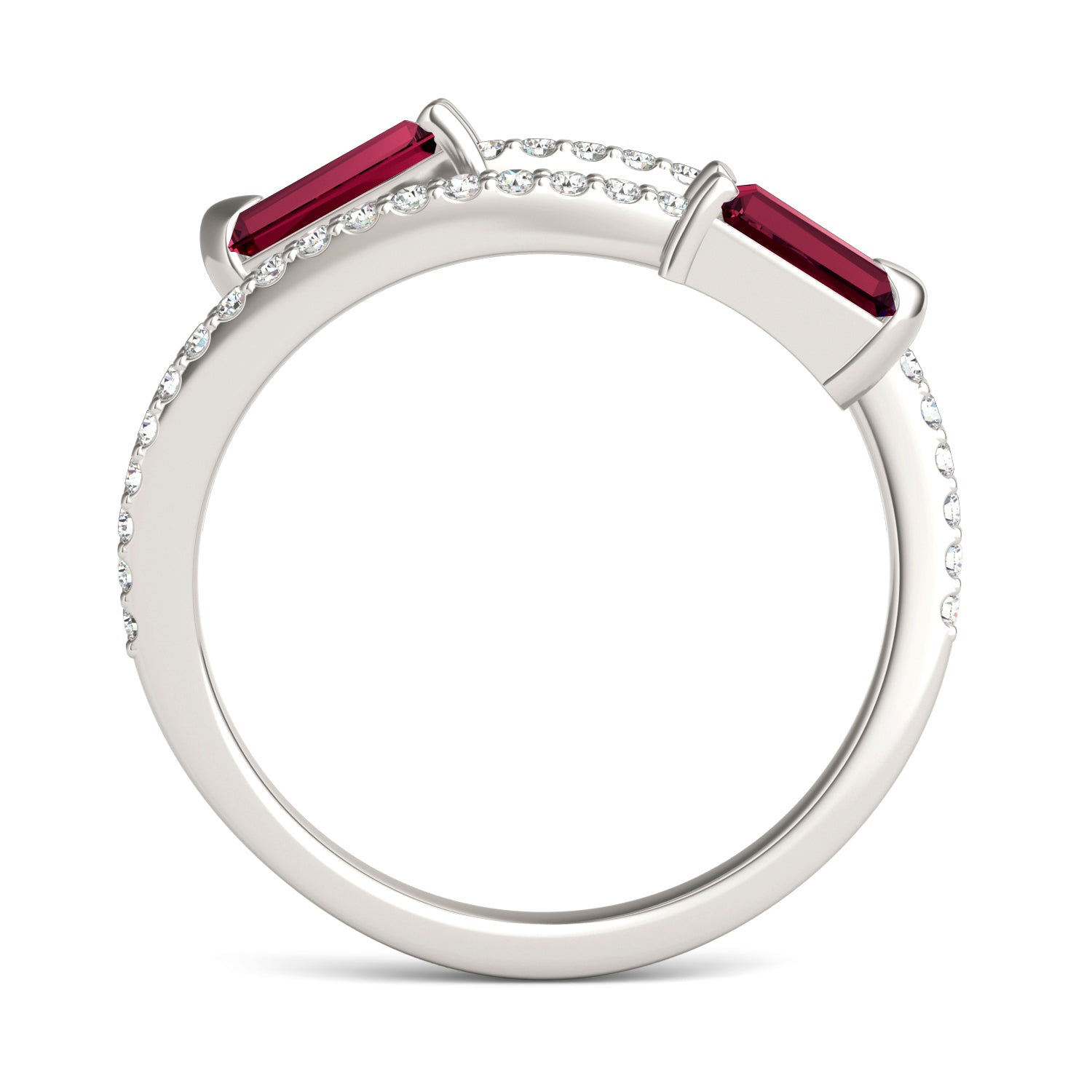 1/4 CTW Round Caydia® Lab Grown Diamond Crossover Fashion Ring featuring Created Ruby