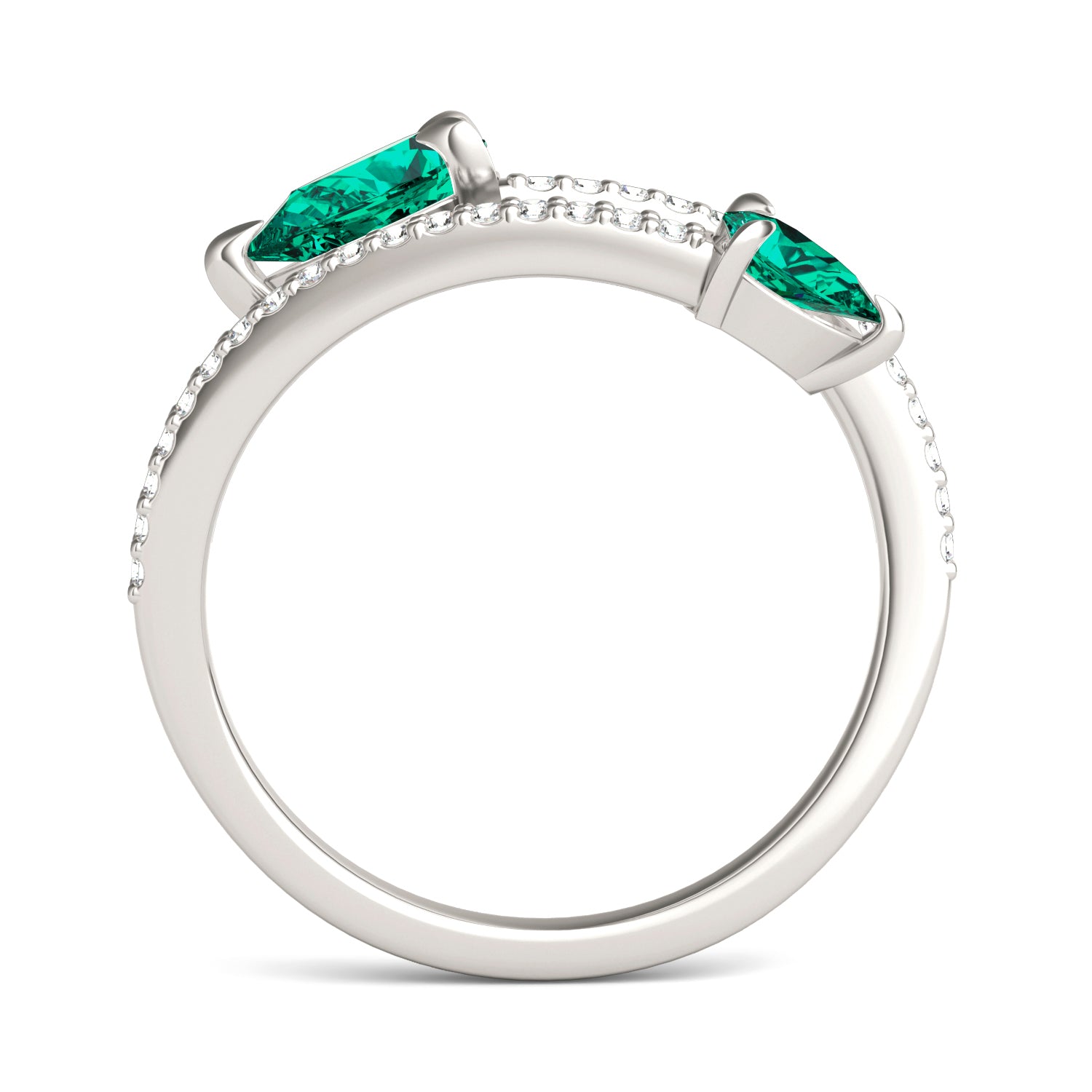 1/5 CTW Round Caydia® Lab Grown Diamond Crossover Fashion Ring featuring Created Emerald