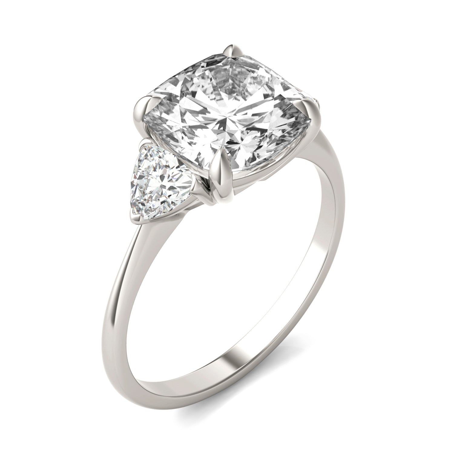 3.90 CTW DEW Cushion Forever One™ Moissanite Three Stone Ring