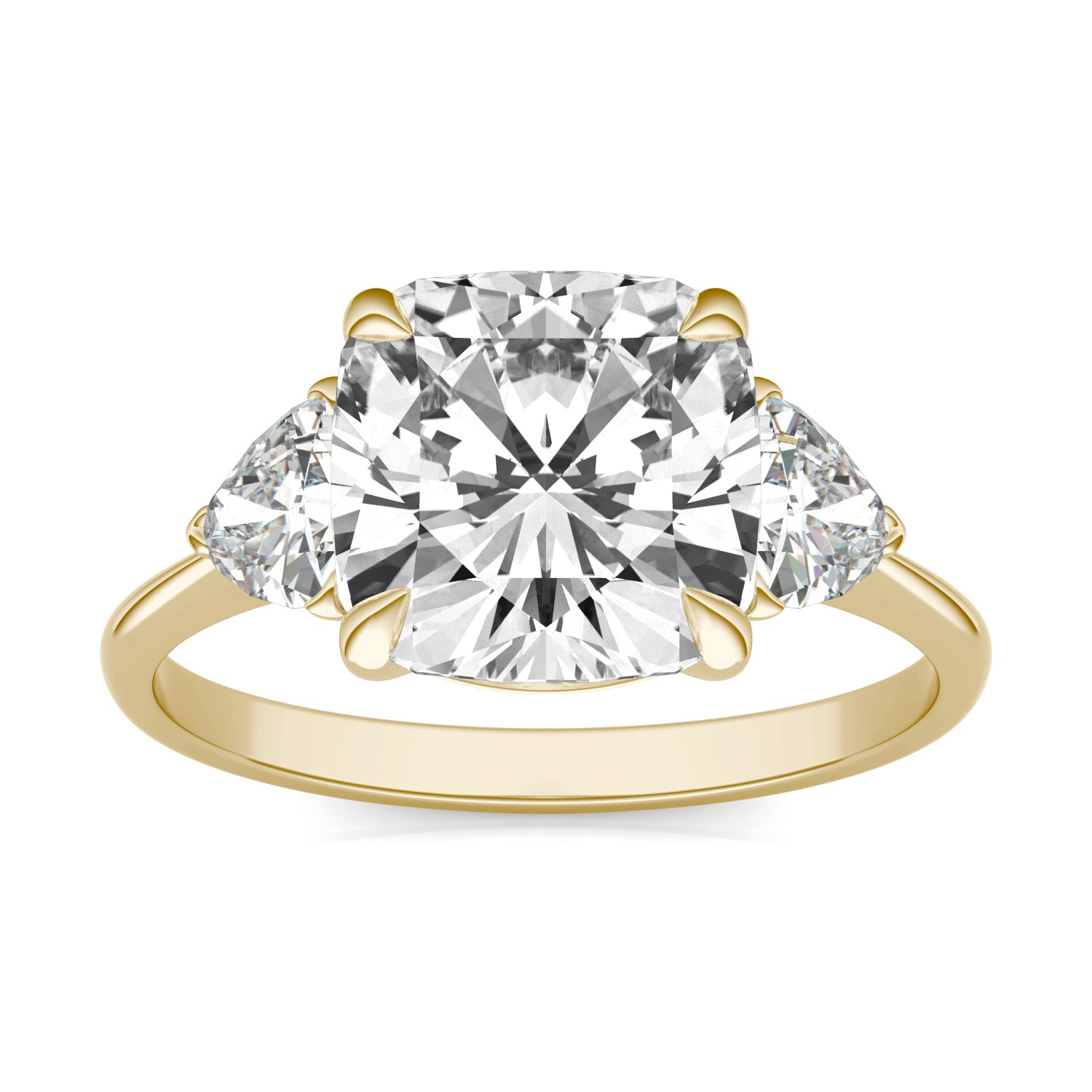 3.90 CTW DEW Cushion Forever One™ Moissanite Three Stone Ring