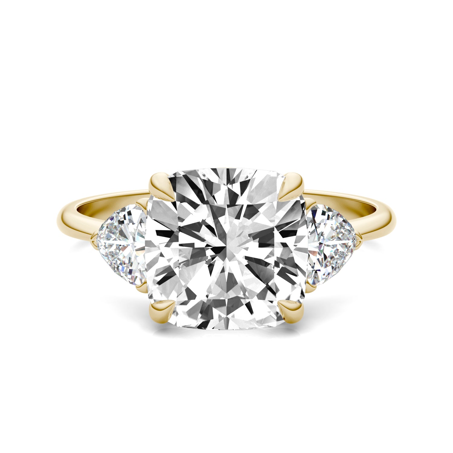 3.90 CTW DEW Cushion Forever One™ Moissanite Three Stone Ring