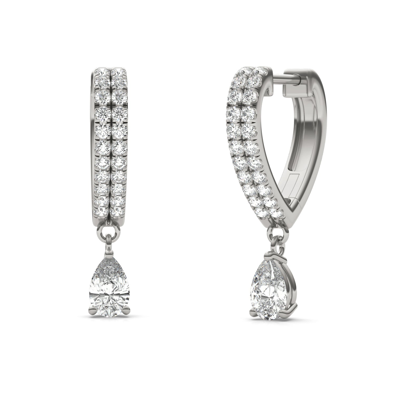 1 1/10 CTW Pear Caydia® Lab Grown Diamond Huggie Drop Earrings