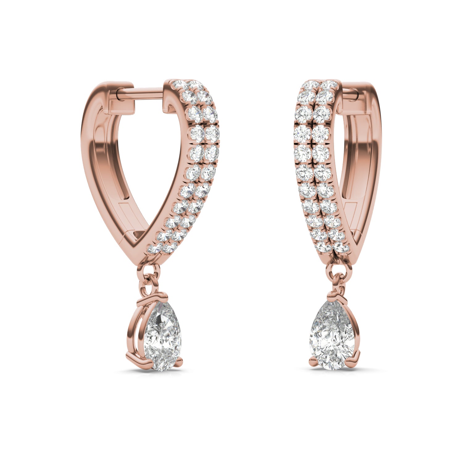 1 1/10 CTW Pear Caydia® Lab Grown Diamond Huggie Drop Earrings